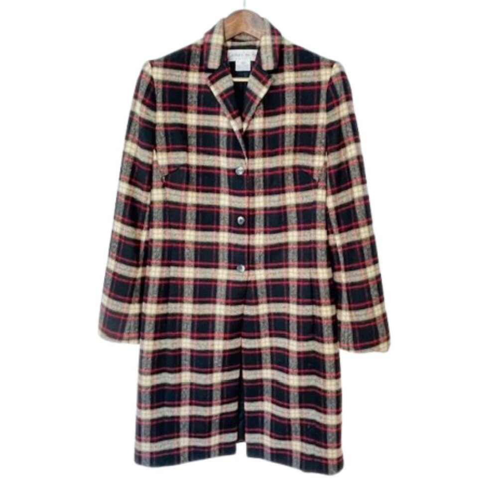 Vintage Jones New York Buffalo Plaid Wool Overcoat Topcoat Medium